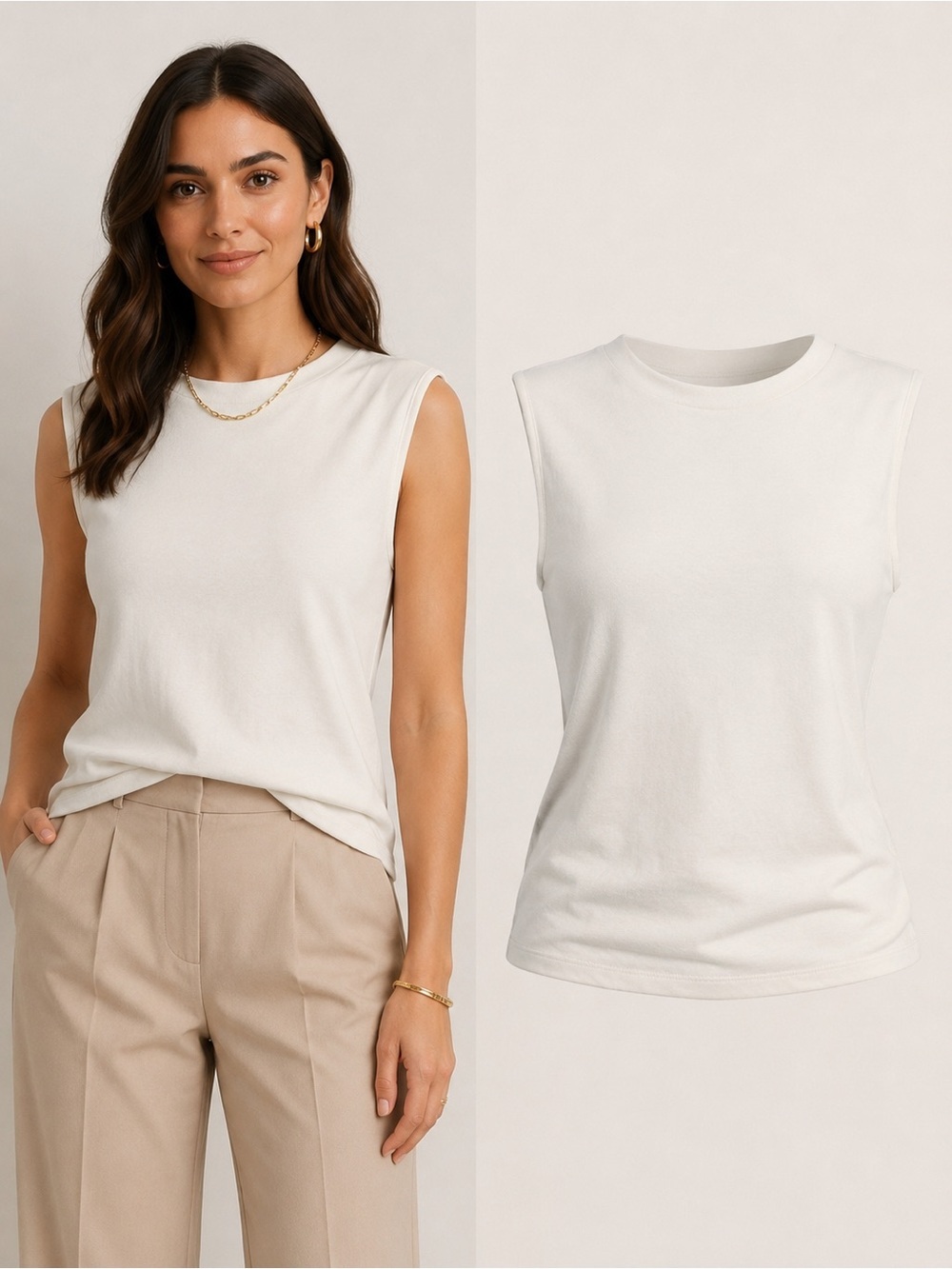 Truth by Republic | Ivory Sleeveless Knit Top | Small | Quiet Luxury Minimalist